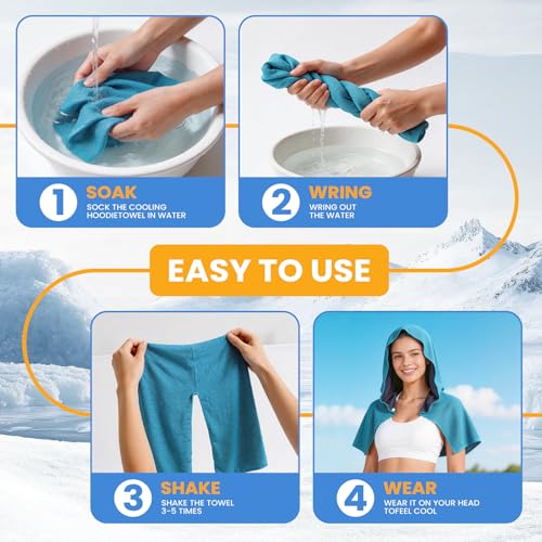 3 Pack Cooling Hoodie Towels for Neck and Face, Ice Towels for Hot Weather | UPF 50 Sun Protection & Instant Cooling, Soft Breathable Towel for Sport, Work Out, Gym, Camping & More Activities