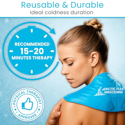 Arctic Flex Neck Ice Pack - Cold Compress Shoulder Therapy Wrap - Cool | Reusable Medical Freezer Gel Pad for Swelling, Injuries, Headache, Cooler (Large (1 Pack))