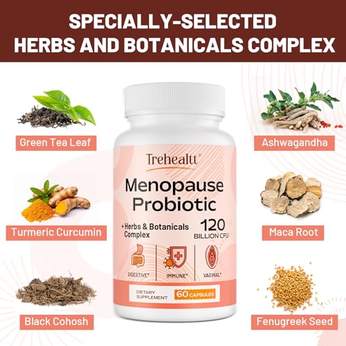 Menopause Supplements for Women - Hot Flashes Menopause Relief, 60 Capsules | 13-in-1 Menopause Probiotic with Herbs & Botanicals Complex, for Hormone Menopause, Night Sweats, Mood Swings, Vegan