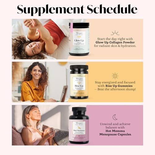 Winged Wellness Hot Momma, Menopause Supplements for Women, 60 Capsules | Hormone-Free Menopause Relief Support for Hot Flashes & Night Sweats - Chaste Tree Berry, Multivitamins & Shatavari - Vegan
