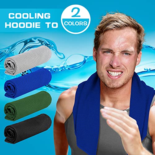 4 Pcs Cooling Towel,Black, Royal Blue, Light Gray, Military Green | Cooling Hoodie Towels for Neck and Face Head Wrap UPF 50 UV Sun Protection for Sport Workout