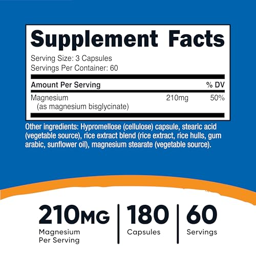 Nutricost Magnesium Glycinate Capsules, 180 Capsules, 210mg