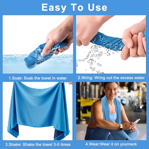 4Pack Cooling Towel 40"x12" Cooling Neck Wraps,Soft Breathable ChillyTowel | IceTowel, Microfiber Towels for Yoga, RunninGym, Camping, Fitness, Workout & More Activities