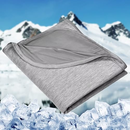 HOMFINE Cooling Blanket for Hot Sleepers Twin Size, Grey 60"x80" | Dual-sided mica nylon cool, Q-Max 0.439 instant cool, Lightweight & breathable for night sweats & menopause, Machine washable