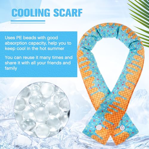 Hanaive 12 Pcs Cooling Neck Wraps with Button Tie Dye Neck Cooler for Hot Weather Ice Cooling Bandana Scarf for Summer Men Women (Ice Cream Drip)