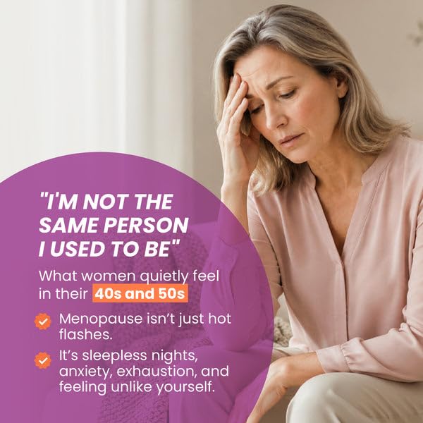VITASEI Menomax Balance Menopause Support Supplement – 60 Capsules | Formulated with Ashawaganda, Vitamin B6, Red Maca, Red Clover & Genistein, Supports Hormonal Balance & Vitality for Women
