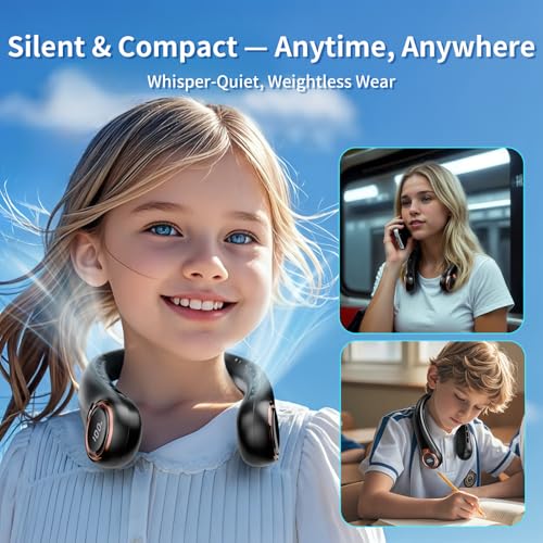𝟐𝟎𝟐𝟔 𝐔𝐩𝐠𝐫𝐚𝐝𝐞 BNBZ Portable Neck Fan, 6000mAh Rechargeable Fan Blows Cold Air with LED Display, 4 Speeds, 20H Runtime, Quiet Wearable 360° Personal Cooling Fan for Outdoor Travel Work Gym