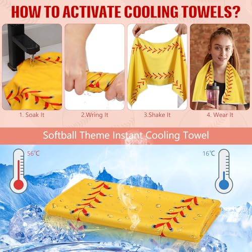 Peryiter 12 Counts Mini Cooling Towel, 30" x 9" Baseball Softball Soccer Golf Sweat Towel, Breathable Chilly Rag, Microfiber Sport Rags for Team Gym Running Coach Gift