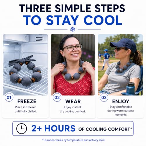 Nano-Ice Cooling Necklace | 2 Hours of Cooling Comfort for Hot Flashes, Menopause & Heat Intolerance | Mist Grey
