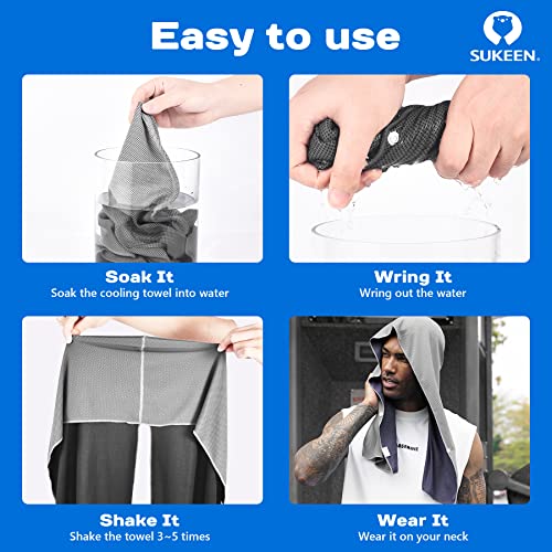 Sukeen Cooling Hoodie Towel, Absorbent Quick-Drying Cooling Towels for Neck and Face, UV Sun Protection Cooling Neck Wraps Sport Head Cooling Towel Hot Weather