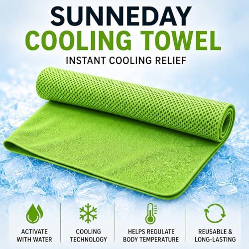Cooling Towel | Green | Pink | Blue | Sports & Fitness | Gardening | Outdoor Work (Green 32 x 16)