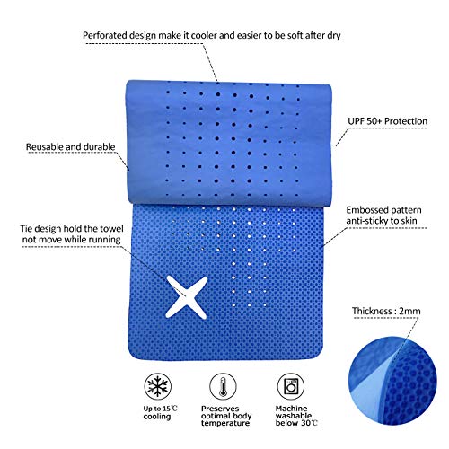 2 Packs PVA Cooling Towel(33"X7.85",Perforated Chill Towel, PVA Cooling Scarf,Sweat Rags for Workout, Neck Warp Sports Towel for Running, Hiking,Swimming Golf (Blue+Pink)