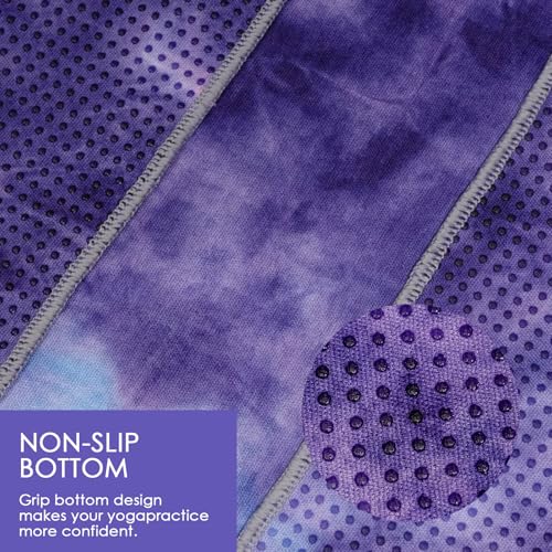 3 Pack Yoga Towel, Hot Yoga Mat Towel, Hot Yoga Towel with Grip Dots Sweat | Non-Slip Hot Yoga Towel Set, Absorbent Non-Slip, Pilates and Workout Lightweight Travel-Friendly 24" x72"