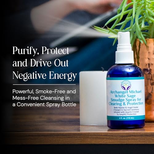 White Sage Spray: White Sage Smudge Spray for Clearing and Protection - Smokeless Liquid Smudging Spray Infused with Quartz Crystals - Negative Energy Cleansing Mist - 4 Fluid Ounces