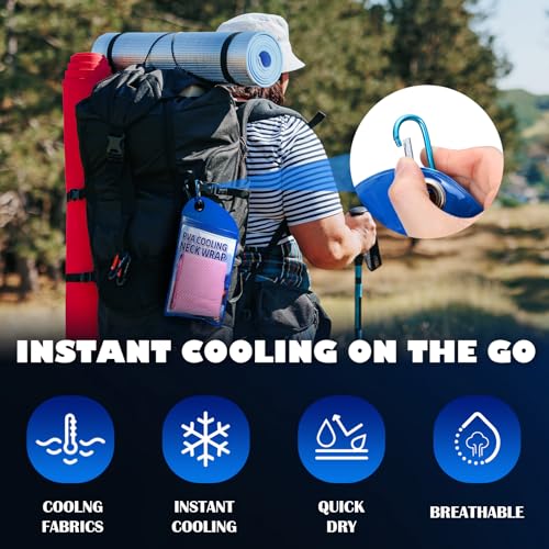 Peryiter 4 Pcs Cooling Towel PVA Cooling Neck Wraps Instant for Neck 34x4 in Long Lasting Reusable Breathable Chilly Towel for Yoga Sport Running Gym Workout Camping Fitness(Blue,Green,Red,Grey)