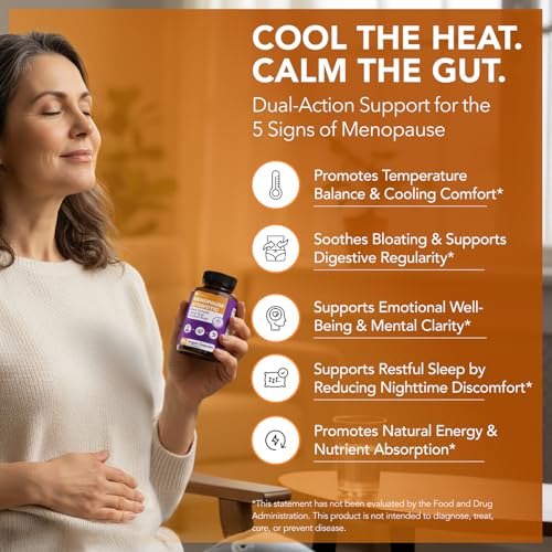 Menopause Support with Black Cohosh - Max Absorption Synbiotic Formula | Hormonal Balance & Wellness Support - Helps Easing Hot Flashes, Night Sweats, Restful Sleep - 60 caps