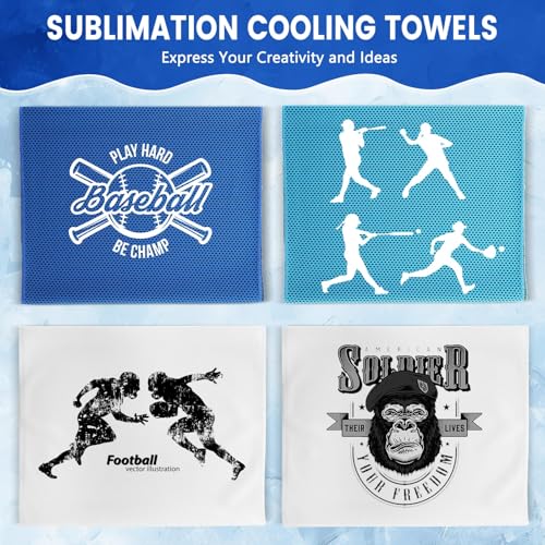 Hosuly 150 Pack Cooling Towels Bulk 40 x 12 Inch Large Chilly Breathable Sweat Sports Cold Towels Sublimation Microfiber Ice Neck Rag for Hot Weather Workout Gym Team Gift (Dark Blue,Light Blue,White)