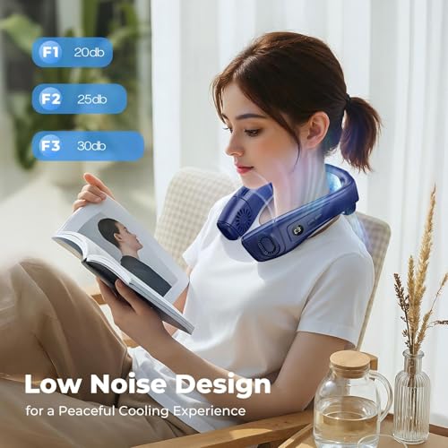 Neck Fan Personal Portable, Neck Air Conditioner Fans That Blow Cold Air, Ergonomic Neck Fan with Cooling Plate, Type-C Rechargeable Wearable 3 Modes Gifts for Men Women Outdoor Indoor Travel