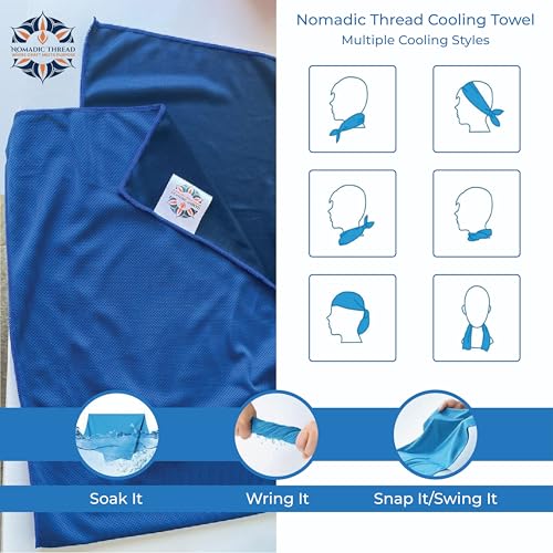 Premium Quality Microfiber Cooling Towel Set, Royal Blue, 2-Pack, 30" x 12" inches, Best for Workout, Sports, Yoga, Cycling, Gym, Walking and Other Outdoor Work.