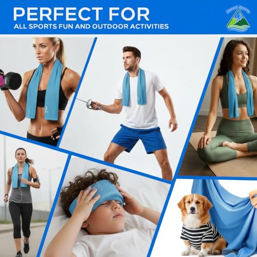 Cooling Towel 4 Pack, 40"x12" Ice Towel for Instant Relief, Microfiber Chilly Towel for Sports, Gym, Running, Yoga, Golf, Camping, Fitness (Mix A)