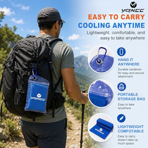 YQXCC 4 Pack Cooling Towels (47"x12"), Ice Cool Towels for Neck & Face | Soft Breathable Microfiber, Instant Cooling Neck Wraps, Ideal for Yoga, Golf, Gym, Running, Camping & Hot Weather