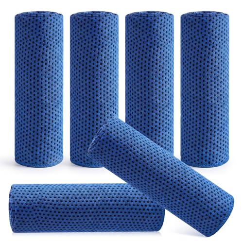 Hosuly 6 Pack Cooling Towels 40"x12" Ice Towel Cooling Neck Wraps Soft Breathable Chilly Stay Cool in Summer for Sports Yoga Golf Gym Activities (Dark Blue)
