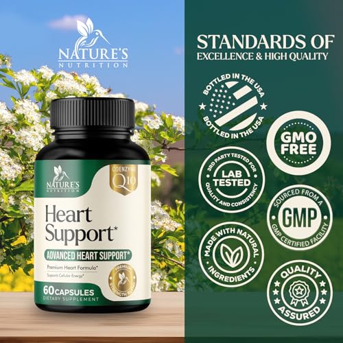 Heart Health Supplement – Complete 22-Ingredient Heart Support & Energy Formula - with Magnesium, CoQ10, L-Arginine, L-Citrulline, Hawthorn & Resveratrol - Bottled in USA for Women & Men – 60 Capsules