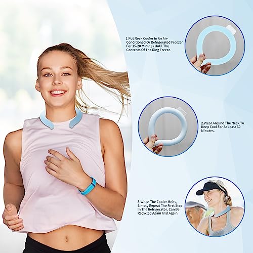 Neck Cooler Ice Cold Ring, Wearable Body Cooling Tube for Heat and Hot Weather, Ice Collar for Outdoor Workers, Sports, Relief from Hot Flashes Or Fever,Reusable Neck Cooling Wraps (Blue)
