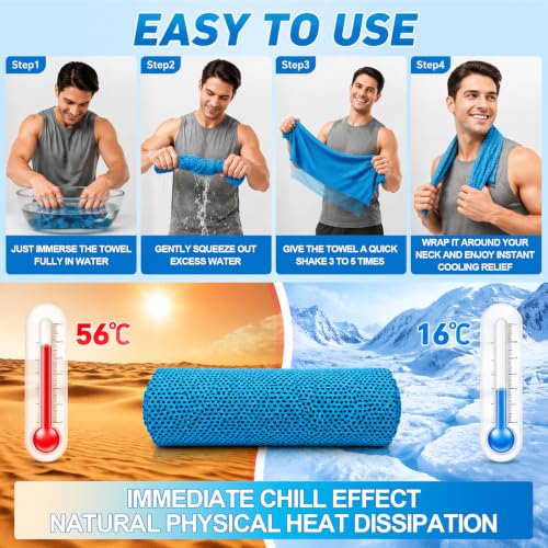 Breathable 6 Pack Cooling Towels for Neck and Face Lightweight Ice Cooling Rags Breathable Microfiber Towels Portable Gym Towels for Yoga Running Camping & Outdoor Sports 39.4" x 11.8"