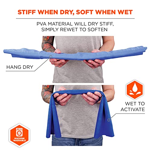 Ergodyne Chill Its 6603 Cooling Neck Wrap, Long Lasting Cooling Relief,Blue 4" x 29-1/2"
