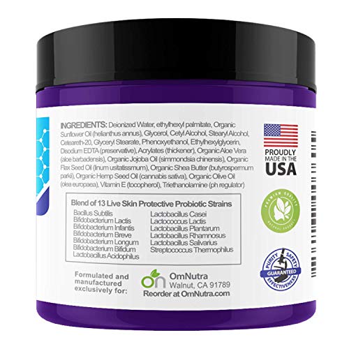 Topical Probiotic Skin Cream - 4OZ Jar 13 Strain Moisturizing Probiotic Lotion Eczema Treatment Psoriasis Treatment for Cystic Acne Probiotic Skin Care Cream Nail Fungus Treatment