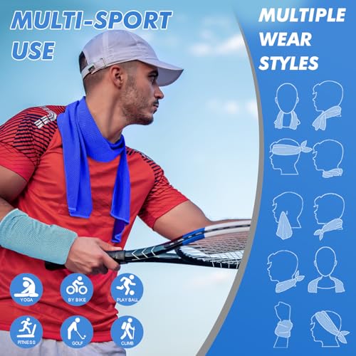 CSITE 4 Pack Cooling Towels (47"x12") for Neck and Face, Ice Towel for Hot Weather, Soft Breathable Chilly Gym Towels, Microfiber Towel for Work Out, Yoga, Running, Camping & More Activities