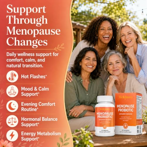 Menopause Supplements for Women 90 Capsules – Hot Flash, Night Sweats, Mood & Sleep Support – Female Hormone Balance Capsules Containing Black Cohosh, Red Clover, DIM, Probiotics & Ashwagandha