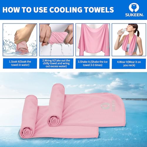 Sukeen 4'lü Paket Soğutucu Havlu (40"x12") Boyun ve Yüz İçin, Soğutucu Boyun Sargısı, Sıcak Havalar İçin Nefes Alabilen Soğutucu Havlu, Yoga, Spor, Golf, Spor Salonu, Kamp, Koşu, Fitness, Egzersiz İçin Ter Havlusu