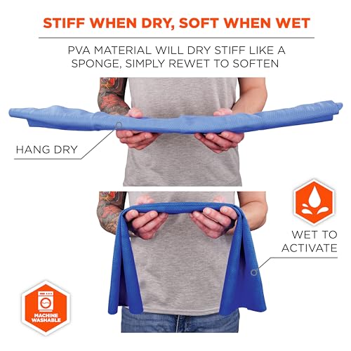 Ergodyne Chill-Its 6602 Evaporative Cooling Towel, Blue 13 inches x 29.5 inches