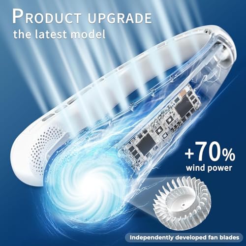 FrSara Neck Fan, Portable Personal Fan Strong Wind, 4000mAh, 360° Cooling | Air Volume, No Hair Twisting, Air Volume On 2 Sides, Non-Slip, Quick Charge, Long Use Time, Birthday Gift for Women, Dad, Men