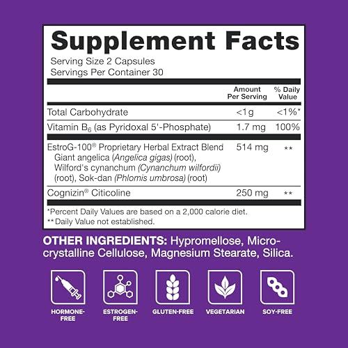 Qunol Menopause Relief +B6 Capsules, Peri to Post, Results in 4 Weeks, 60ct | Hormone Free Support for Fatigue, Brain Fog, Hot Flashes, Night Sweats, Mood Swings, Sleep Disturbances & Joint Discomfort