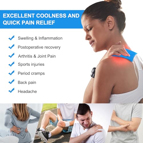 Gel Soft Flexible Ice Packs for Injuries, Reusable Cold Pack, Hot Cold Compress for Joint&Muscle Pain, Surgery Recovery, Inflammation, Swelling, Face, Head, Wrist, Ankle&Foot Injury, 4 Pack-5.1"x6.3"
