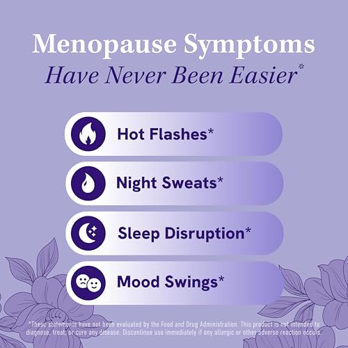 Menopause Supplement for Women Hot Flashes, Night Sweats, Hormone Balance | Menopause Relief for Women & Perimenopause Support, With Black Cohosh DIM and Red Clover, Third-Party Tested, 60 Capsules