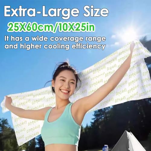 10 PCS 10''x25'' Cooling and Sweating Wipes, Cooling Body Towels, 3s Ice Sensation Wipes for Hot Weather, Camping, Gym, Yoga, Marathon, Oversized and Extra-Thick, Individually Wrapped