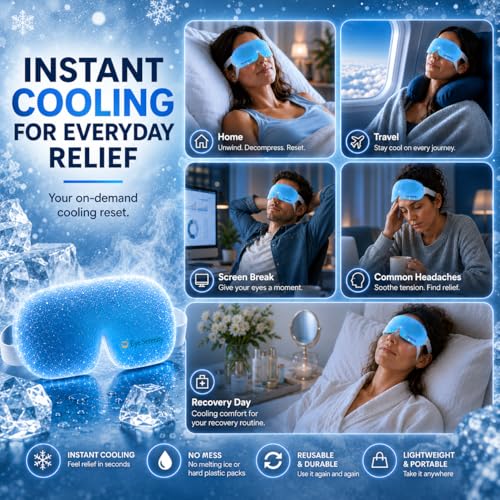 LURE Eye Serenity CHILL Self Cooling Eye Mask for Sleeping, Cooling Eye Patches for Dark Circles and Puffy Eyes, Cold Compress, Spa Relaxation and Self-care Gifts for Women & Men