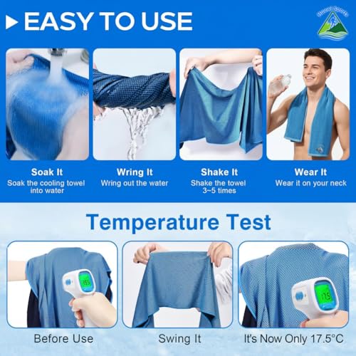 Cooling Towel 4 Pack, 40"x12" Ice Towel for Instant Relief, Microfiber Chilly Towel for Sports, Gym, Running, Yoga, Golf, Camping, Fitness (Mix A)
