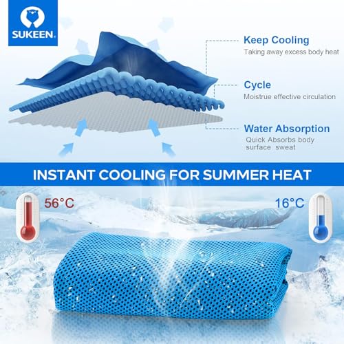 Sukeen 8 Pack Cooling Towels (40"x12"), Cooling Towels for Neck and Face, Microfiber Soft Breathable Chilly Ice Towel, Sweat Towel for Gym, Yoga, Sports, Golf, Camping, Running, Fitness, Workout