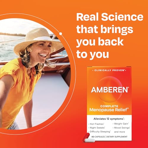 Amberen Menopause Supplement, Multi-Symptom Relief, 30 Day Supply | Clinically Proven, Helps Relieve Hot Flashes, Night Sweats, Mood Swings, Difficulty Sleeping, Fatigue, Drug & Hormone Free