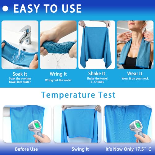 4 Pack Cooling Towel (40"x12"), Ice Cool for Neck, Soft Breathable Chilly Towel, Microfiber Towels for Yoga, Sport, Running, Workout, Gym, Camping, Fitness, Workout & More Activities