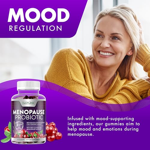 Menopause Supplements for Women - Menopause Probiotic Gummy - Women’s Menopause Relief for Hot Flashes, Night Sweats & Mood Swings with Black Cohosh & Cranberry - Non-GMO, Vegan - 60 Gummies