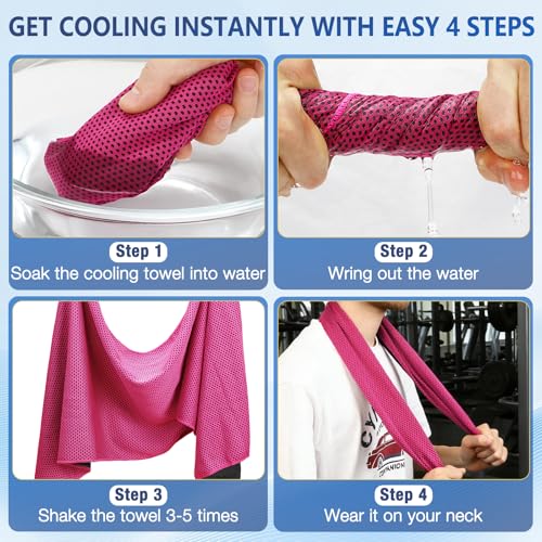 30 Pack Cold Towels for Hot Weather, 40"x12" Bulk Cooling Towel for Neck and Face, Neck Cooling Rags for Sports, Gym, Yoga, Scooer, Golf