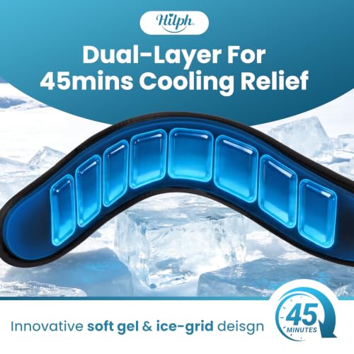 Hilph Neck Ice Pack Wrap, 45-Min Cold Therapy Ice Collar for Tonsillectomy | Long-lasting Ice Grid Gel, Reusable Flexible Ice Pack for Neck Throat Cervical Thyroid Pain, Surgery Recovery, Swelling