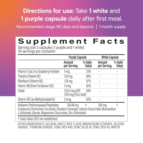 Amberen Perimenopause Supplement, Multi-Symptom Relief, 30 Day Supply | Clinically Proven, Helps Relieve Hot Flashes, Night Sweats, Difficulty Sleeping, Irritability, Drug & Hormone Free