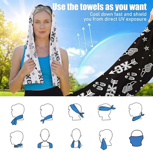 12 Pack Cooling Towel 40"x12", Cooling Neck Wraps Towel for Men Women, Soft Breathable Chilly Towels, Cross Country Microfiber Towels for Yoga, Sport, Running, Workout, Gym, Fitness, Workout